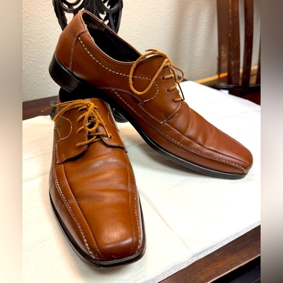 Brown Leather Oxford Shoes with Square Toe - Picture 1 of 10